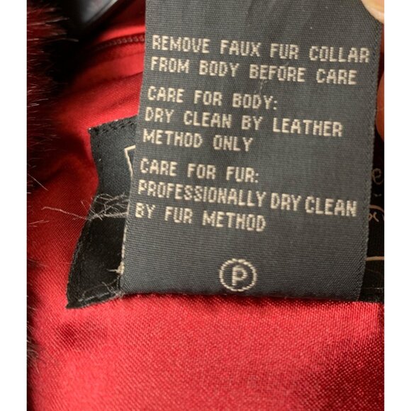 VTG 90s Terry Lewis Red Leather Coat Fur Collar Thermolite Lining XS 9029 NWD - Picture 7 of 16